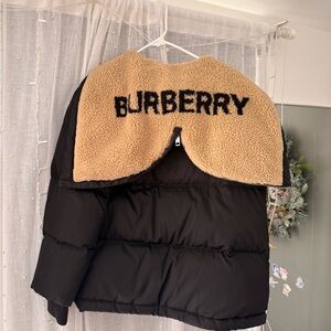 Burberry Black Jacket with Cream Shearling Collar